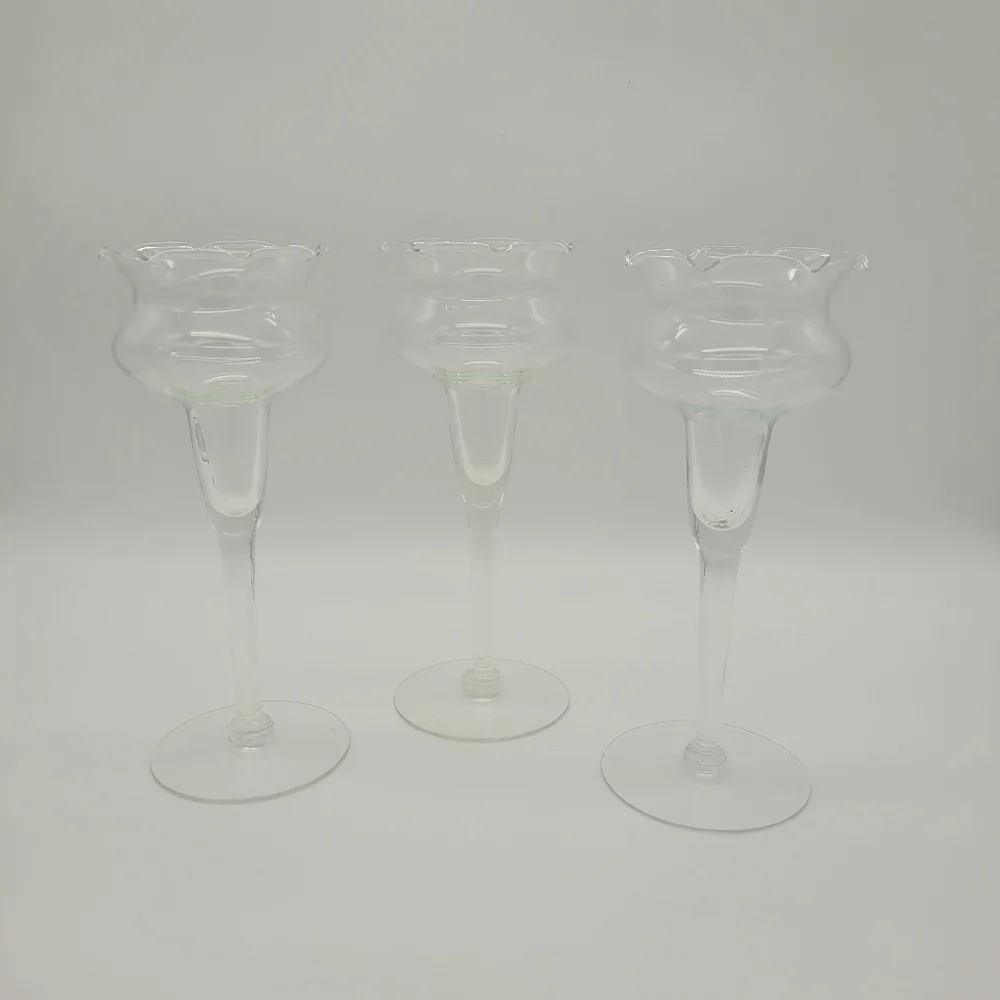Vintage Princess House Candle Holders Clear Crystal Stemmed 7 1/2